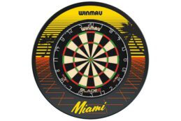Winmau Blade 6 Dart Board + Miami Sunset Dartboard Surround + Darts Set