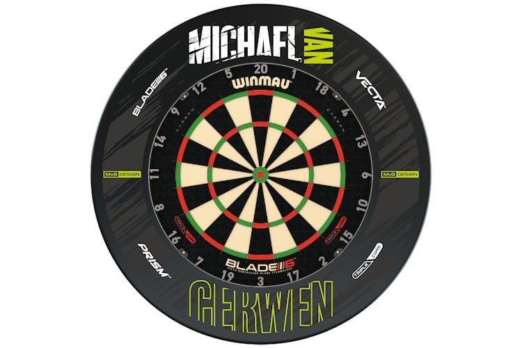 Winmau Blade 6 TRIPLE CORE Dart Board + MVG Retro Dartboard Surround