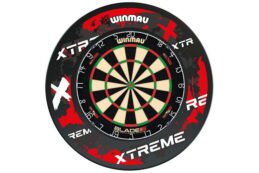 Winmau Blade 6 Dart Board + Extreme Retro Dartboard Surround + Darts Set