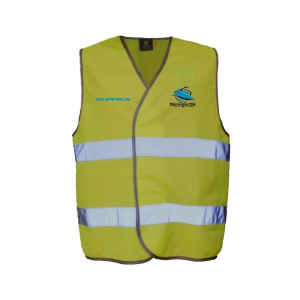 Cronulla Sharks NRL Hi Viz Work Vest With Reflective Tape Yellow