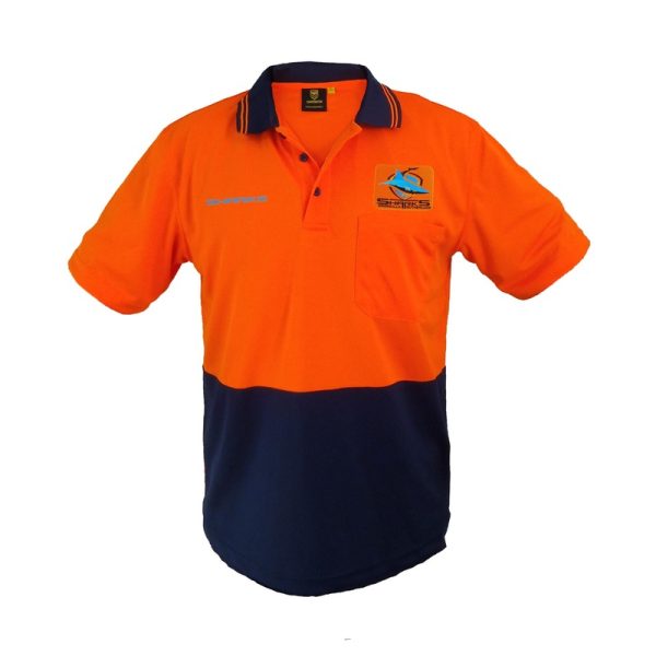 Cronulla Sharks NRL Short Sleeve Polo Work Shirt Orange