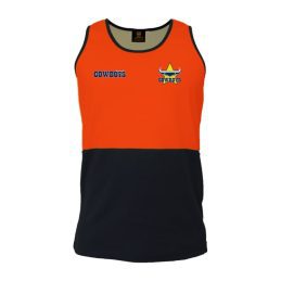 North QLD Queensland Cowboys NRL Hi Vis Work Singlet Shirt Orange - 4X Large