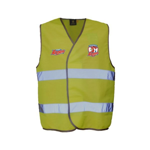 Sydney Roosters NRL Hi Viz Work Vest With Reflective Tape Yellow