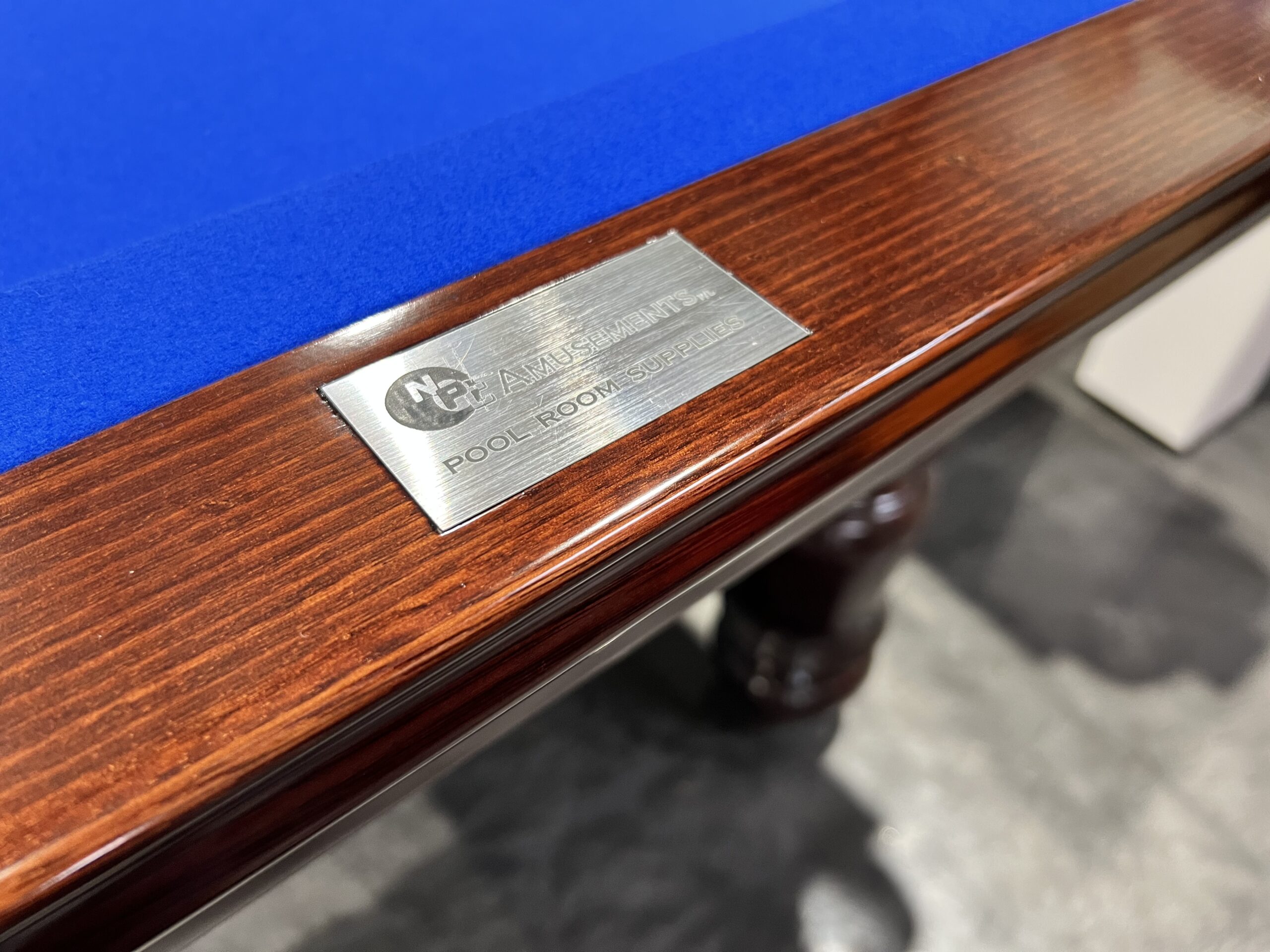 NPC Pool Table 8ft Classic Mahogany & Chrome with Royal Blue Felt 4 NPC Pool Table 8ft Classic Mahogany & Chrome with Royal Blue Felt - Image 4