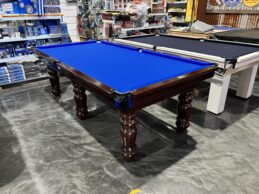 NPC Pool Table 8ft Classic Mahogany & Chrome with Royal Blue Felt