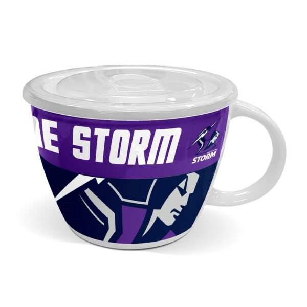 Melbourne Storm NRL TEAM Large Ceramic Soup Mug Cup with Lid