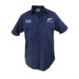 All Blacks NRL Button up Work Shirt Short Sleeve Navy