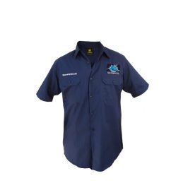 Cronulla Sharks NRL Button up Work Shirt Short Sleeve Navy
