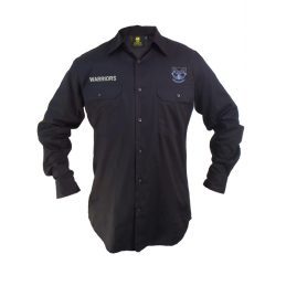 New Zealand NZ Warriors NRL Button up Work Shirt Long Sleeve Black