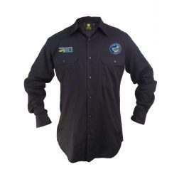Parramatta Eels NRL Button up Work Shirt Long Sleeve Black