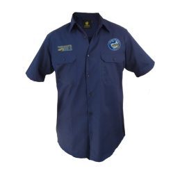 Parramatta Eels NRL Button up Work Shirt Short Sleeve Navy