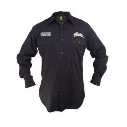 South Sydney Rabbitohs NRL Button up Work Shirt Long Sleeve Black