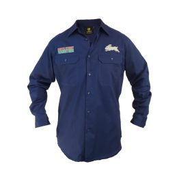 South Sydney Rabbitohs NRL Button up Work Shirt Long Sleeve Navy