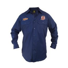 Sydney Roosters NRL Button up Work Shirt Long Sleeve Navy
