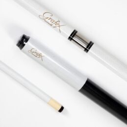 Grafex Graphite Pool 9 Ball Billiards Cue Supreme White Multi-Weight 13mm Tip