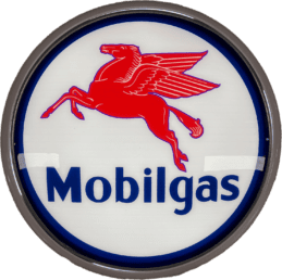 Mobilgas Mobil Fuel Petrol Bar Lighting Wall Sign Light Button White
