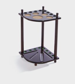 Dark Walnut Corner Pool Snooker Billiard Cue Stand Rack Holds 8 Cues