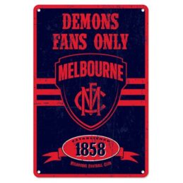 Melbourne Demons Fans Only AFL Retro Metal Tin Wall Sign