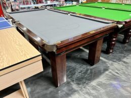 NPC Pool Table 8ft Classic Walnut With Large Square Legs and Pewter Felt Brass Fittings