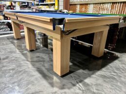 NPC Pool Snooker Billiard Table 9ft Solid Tasmanian Oak with Slate Blue Felt