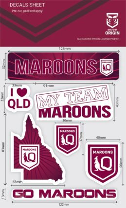 State of Origin Queensland QLD Maroons Sticker DECAL Sheet