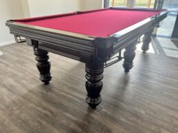 NPC Pool Table 8ft Royal DELUXE Walnut and Black Chrome with Cherry Red Felt