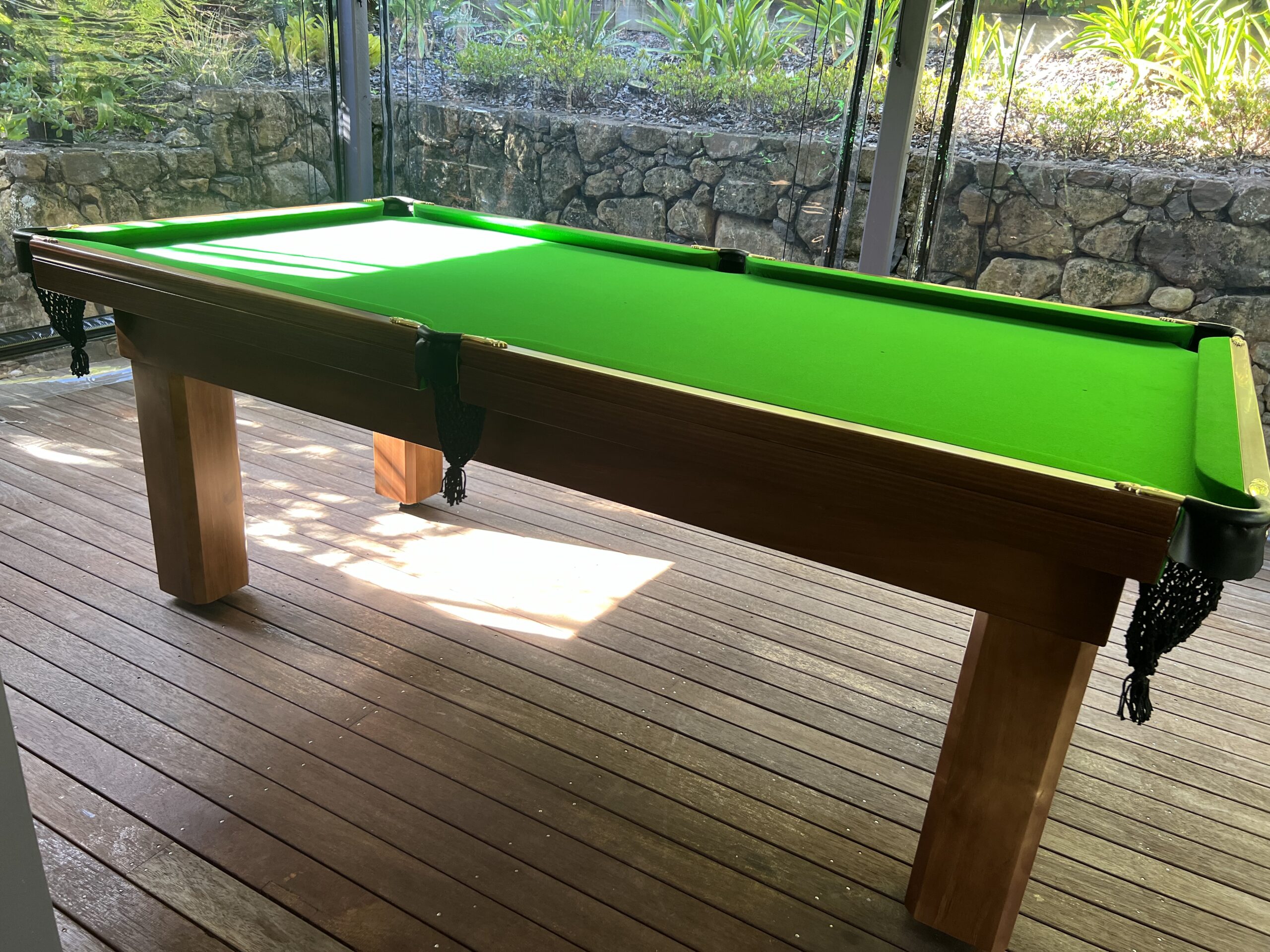 NPC Pool Table 7ft Walnut Brass Fittings Green Felt Square Legs 3 NPC Pool Table 7ft Walnut Brass Fittings Green Felt Square Legs - Image 3