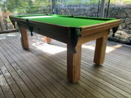 NPC Pool Table 7ft Walnut Brass Fittings Green Felt Square Legs