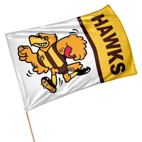 Hawthorn Hawks AFL Retro Mascot Design GAME DAY Pole Flag Banner