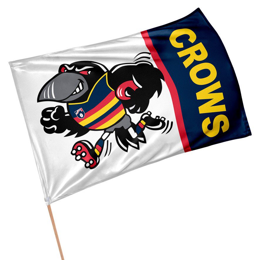 Adelaide Crows AFL Retro Mascot Design GAME DAY Pole Flag Banner 1 Adelaide Crows AFL Retro Mascot Design GAME DAY Pole Flag Banner