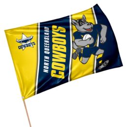 North Queensland QLD Cowboys NRL Retro Mascot Design GAME DAY Pole Flag Banner