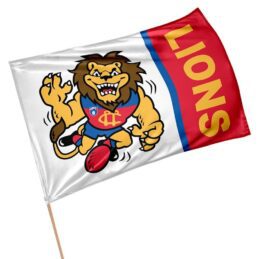 Brisbane Lions AFL Retro Mascot Design GAME DAY Pole Flag Banner