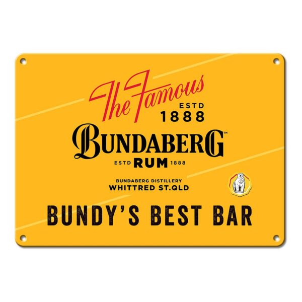 Bundy Bundaberg Rum Bundys Best Bar Large Tin Wall Sign