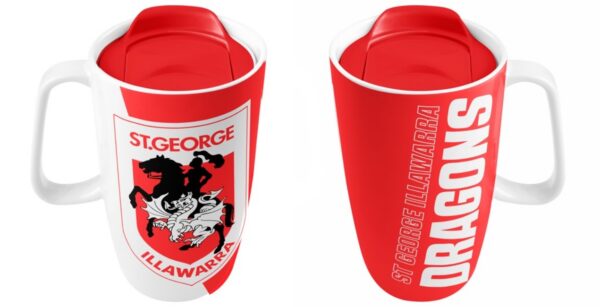 St George Dragons NRL Ceramic Travel Coffee Mug Cup with Handle