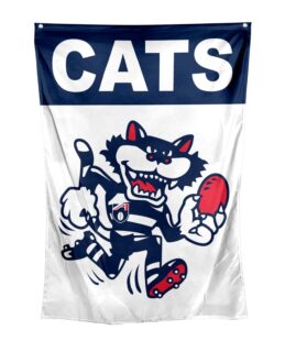 Geelong Cats AFL Retro Mascot Design Wall Flag Banner