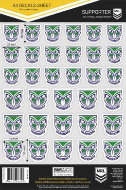 New Zealand NZ Warriors NRL A4 Decal Sticker Sheet