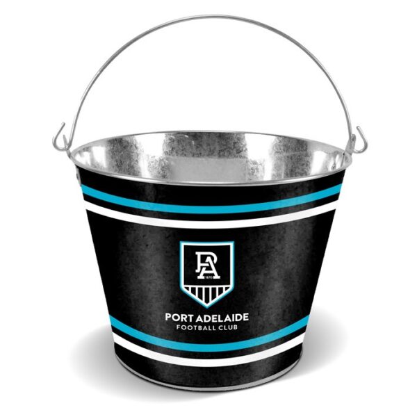 Port Adelaide Power AFL Galvanised Tin Ice Bucket with Handle