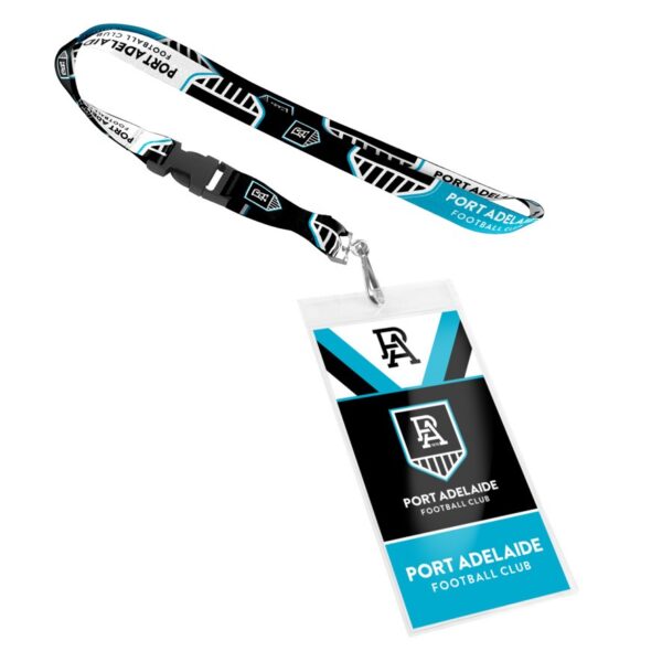 Port Adelaide AFL Lanyard with Breakaway Swivel Hook