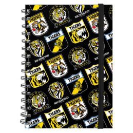 Richmond Tigers AFL Hard Cover Through the Years Logo Spiral Bound A5 Notebook