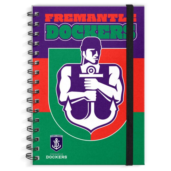 Fremantle Dockers AFL Mascot Design Hard Cover Spiral Bound A4 Notebook