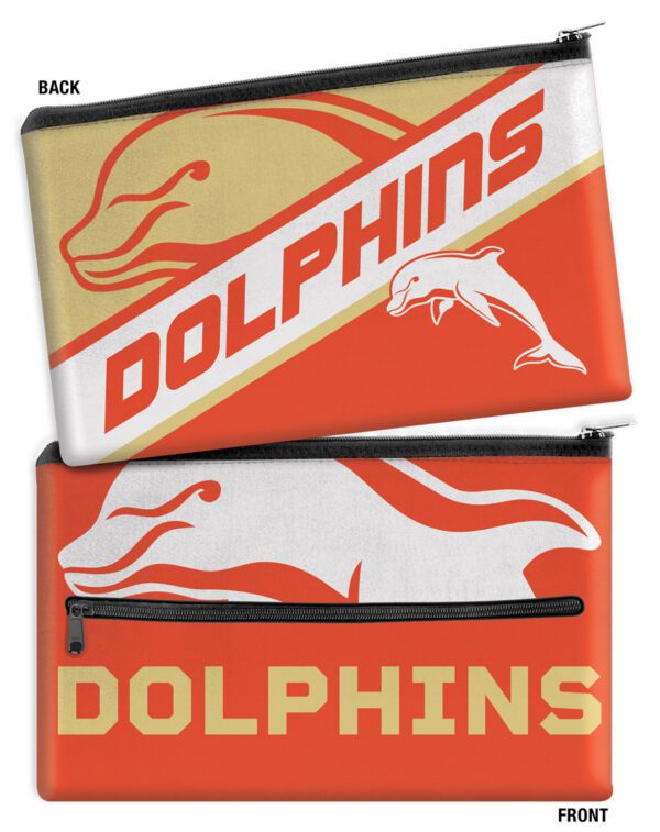 NRL Dolphins LARGE Graphic Pencil Case for School Work Stationary