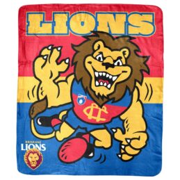 Brisbane Lions AFL Coral Fleece Mascot Design Rug Blanket