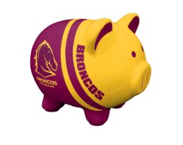 Brisbane Broncos NRL Dolomite Piggy Bank Money Box with Coin Slot