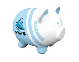 Cronulla Sharks NRL Dolomite Piggy Bank Money Box with Coin Slot
