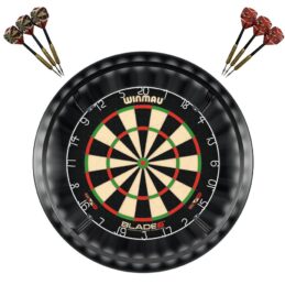 Winmau Blade 6 Dart Board + Target Corona Light + Black Surround + Darts