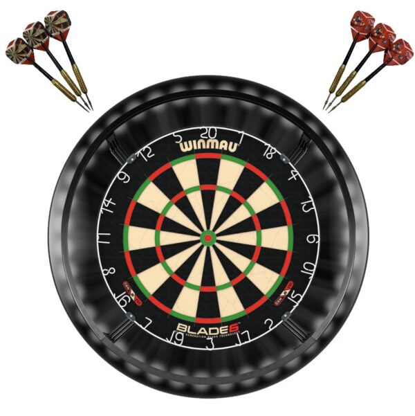 Winmau Blade 6 Dart Board + Corona Light + Black Surround + Darts