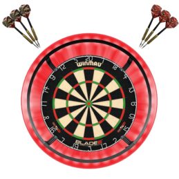 Winmau Blade 6 Dart Board + Target Corona Light + Red Surround + Darts
