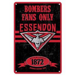 Essendon Bombers Fans Only AFL Retro Metal Tin Wall Sign