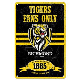 Richmond Tigers Fans Only AFL Retro Metal Tin Wall Sign