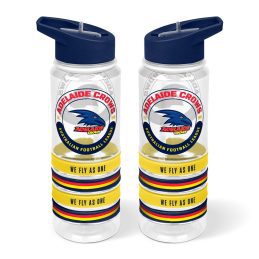 Adelaide Crows AFL 2025 Design Tritan Drink Water Bottle with Wrist Bands